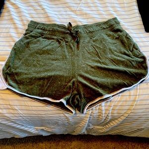 Olive green track shorts